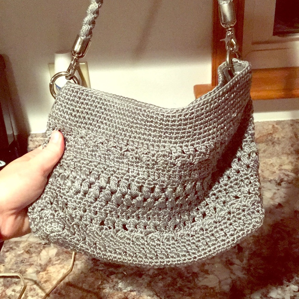 The San silver glitter small handbag